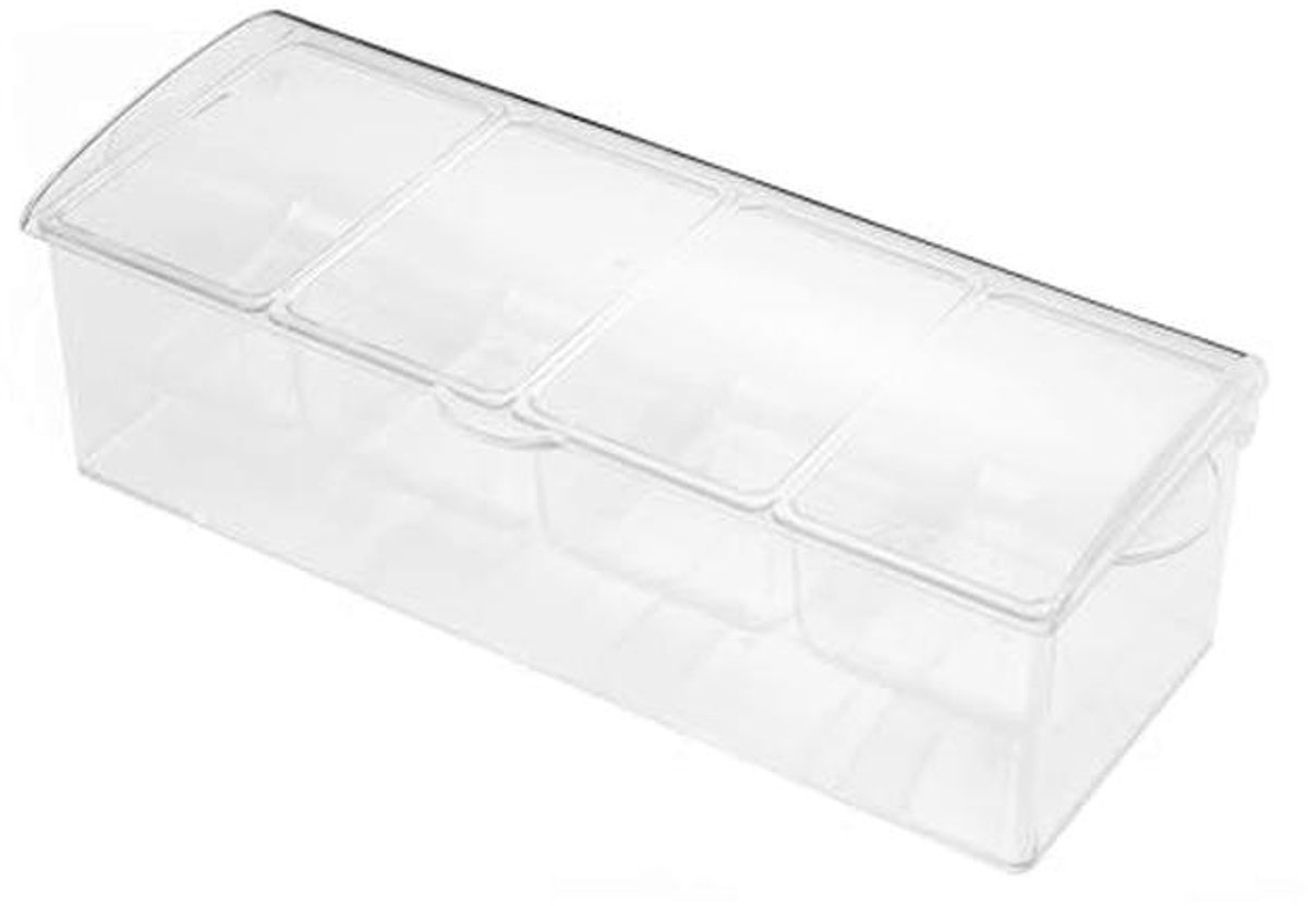 Duidelijke Bar Garnish Caddy en Kruiderij Dienblad met Ijskamer voor Verse Ingrediënten