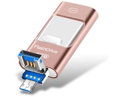 longziming -128GB 4-in-1 USB-C Flash Drive – Foto’s en Bestanden, USB Type-C en Lightning Thumb Drive voor Smartphone en Tablet