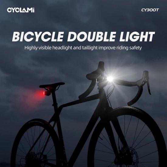 Fietsverlichting voor - en achterlicht, smart voor - en achterlicht, 11+20 modes remsensor fietsachterlicht, USB oplaadbare fietslichtset, waterdicht IP6, fietsveiligheidsaccessoires — afbeelding 3