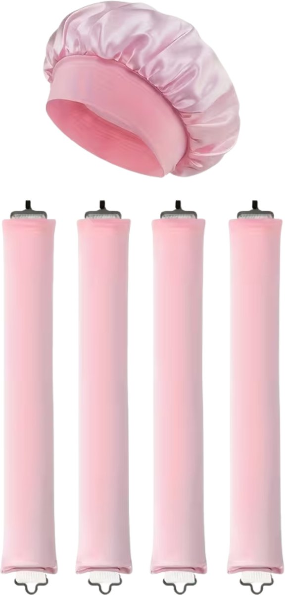 FA-VE Heatless Curls Set – 5-delig – Haarrollers - Inclusief Satijnen Bonnet - Roze