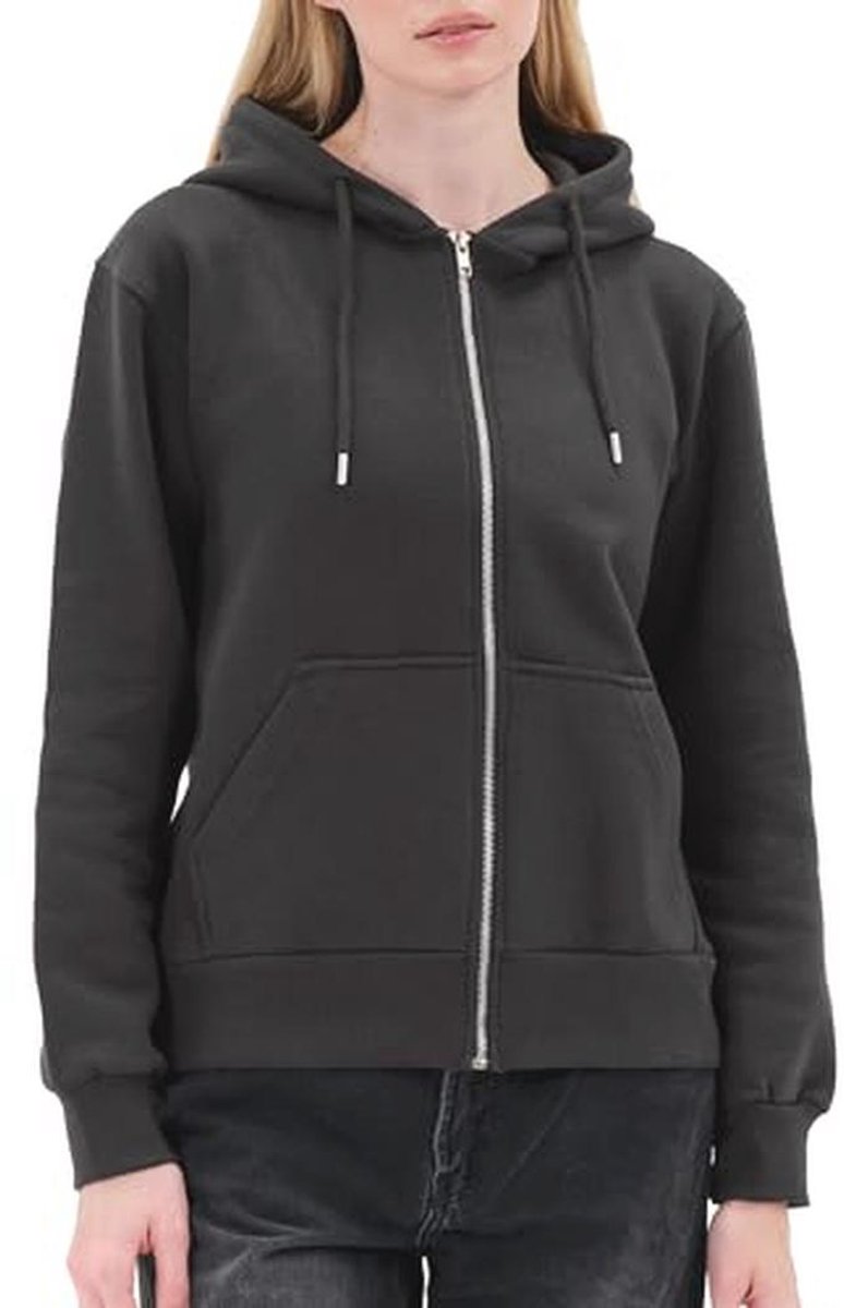 Dames Hoodie met Ritssluiting en Capuchon - Comfortabele Sweatjack voor Herfst en Winter in Antraciet