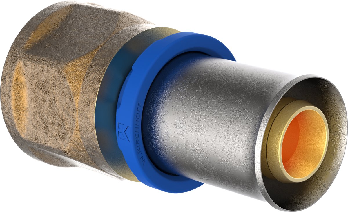 KIRCHHOFF MS overgangsstuk, blanco, 20 mm x 3/4"BI, persfitting voor meerlagen buis