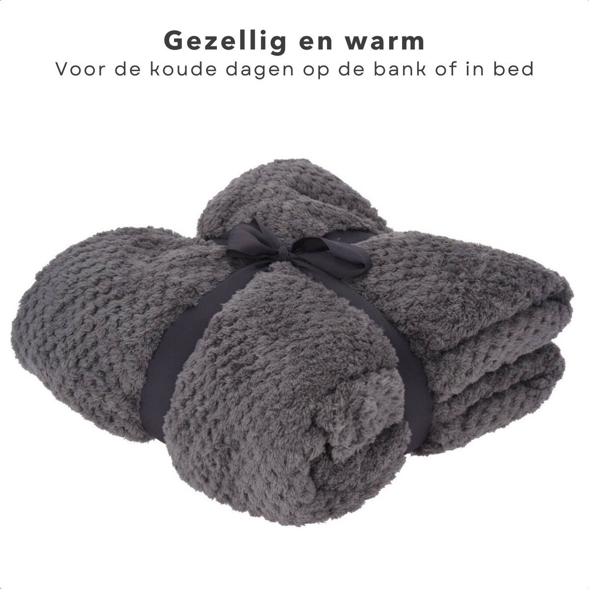 Swissation Fleece Plaid Kristina - 130x180cm - Antraciet - Lekker zacht en warm