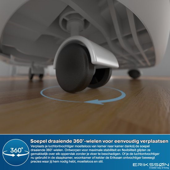 Erikssøn Luchtontvochtiger Dry Pro Plus - Ontvochtigt Tot 16 Liter Per Dag - Was-droog Functie - Geschikt Voor Huis, Slaapkamer , Badkamer , Woonkamer En Kelder - Dehumidifier - vochtvreters voor in huis - Wit