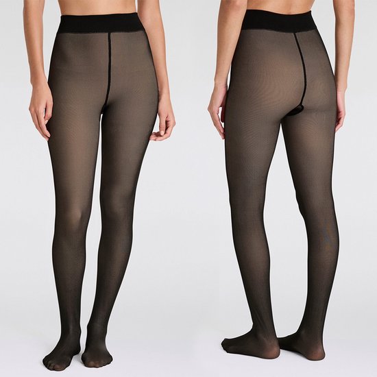 Collant Polaire Heat Essentials - Zwart Nude - Taille L/XL - Collant Thermo Couleur Peau - Anti Échelle - Legging Polaire Femme