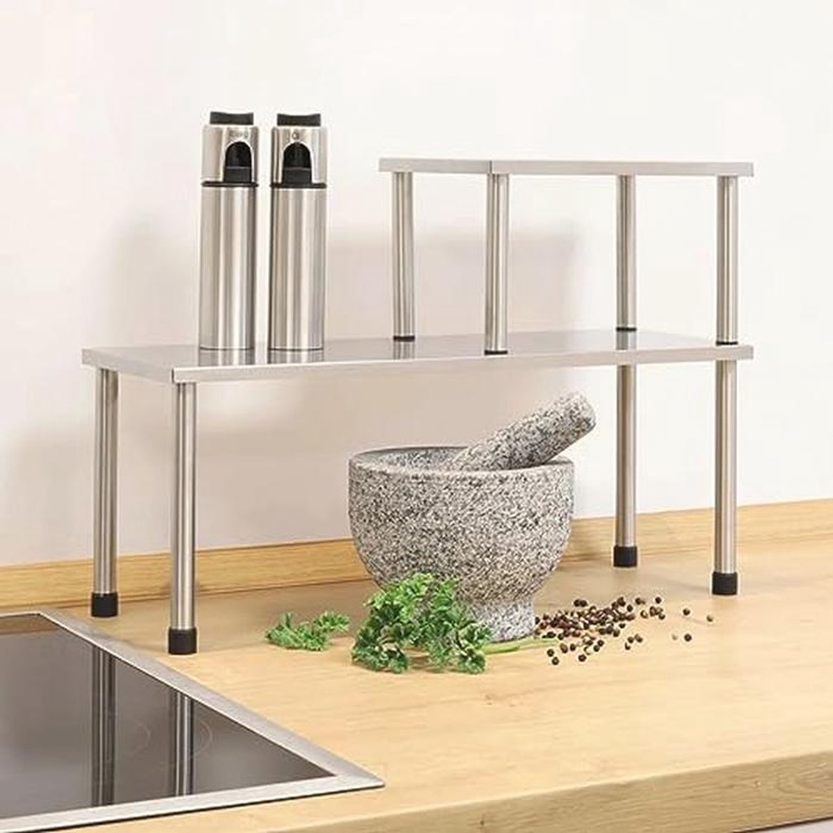 Keukenrek RVS 45x16 en 22x16 cm voor Spoelbak