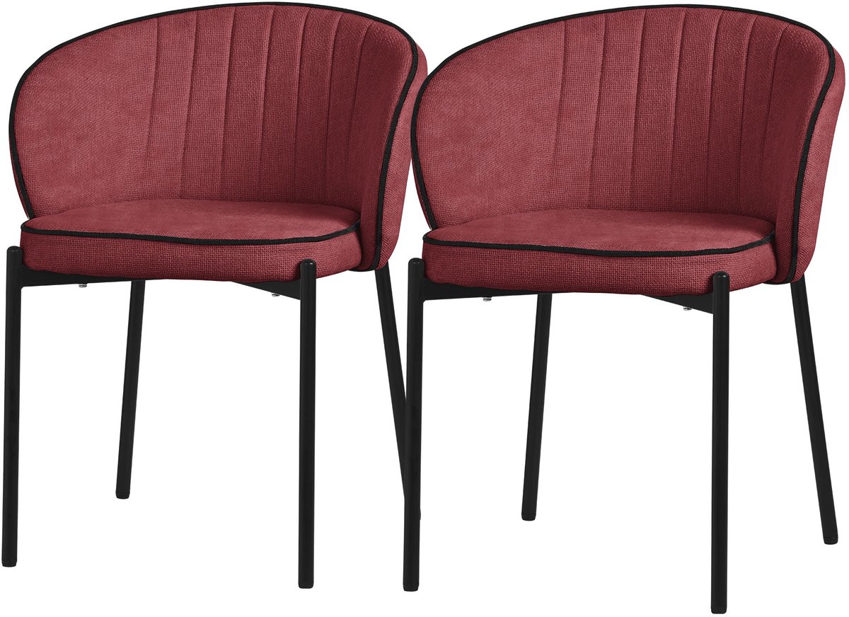ml-design eetkamerstoelen set 2 stuks rood gestoffeerde stoelen metalen poten comfortabele moderne dining chairs zachte zitting ergonomische rugleuning voor keuken eettafel woonkamer scandinavisch design eethoek zitstoel set stoelen Red