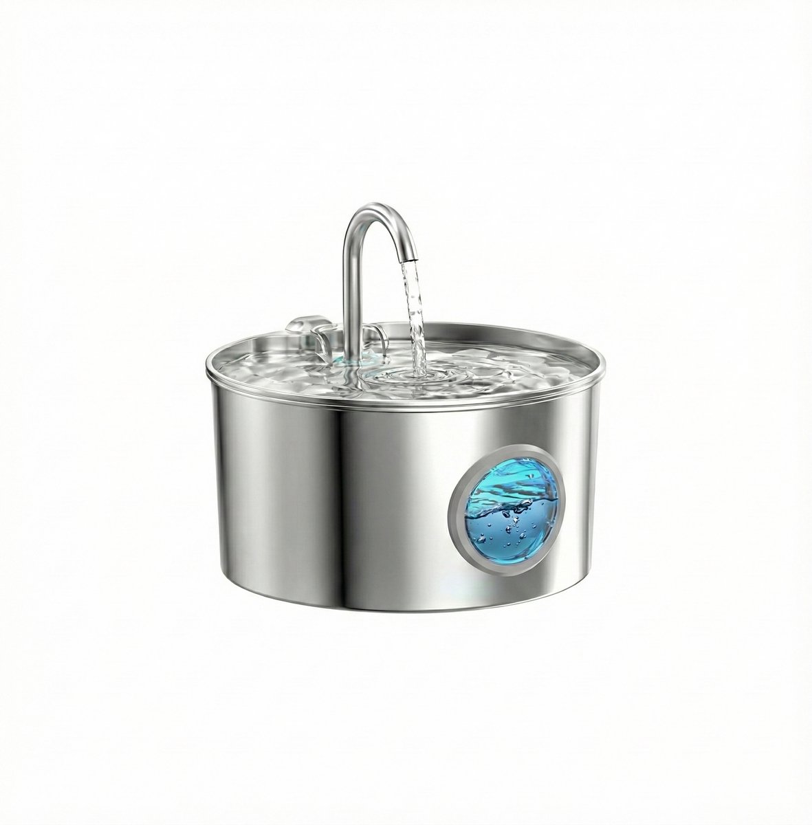 SNJY® Kattenfontein - Katten Drinkfontein - Waterbak Kat - 2.2 L - 19,5L x 19,5B x 11,5H cm - Zilver
