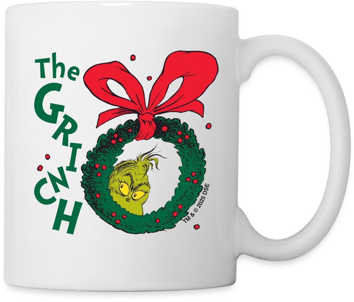 The Grinch Kerstkrans Met Rode Strik Mok