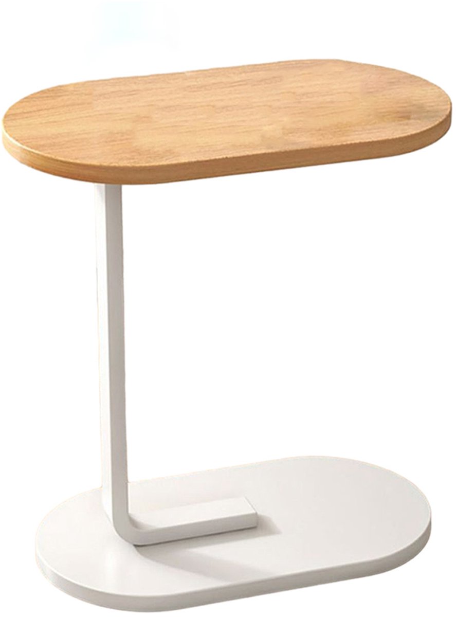 STILVORA Bijzettafels – Moderne C-Vorm Bijzettafel, Houten Sidetable Met Metaal Frame Voor Koffie Of Laptop, Bruin, 39x28 cm, 57.5 cm Hoog