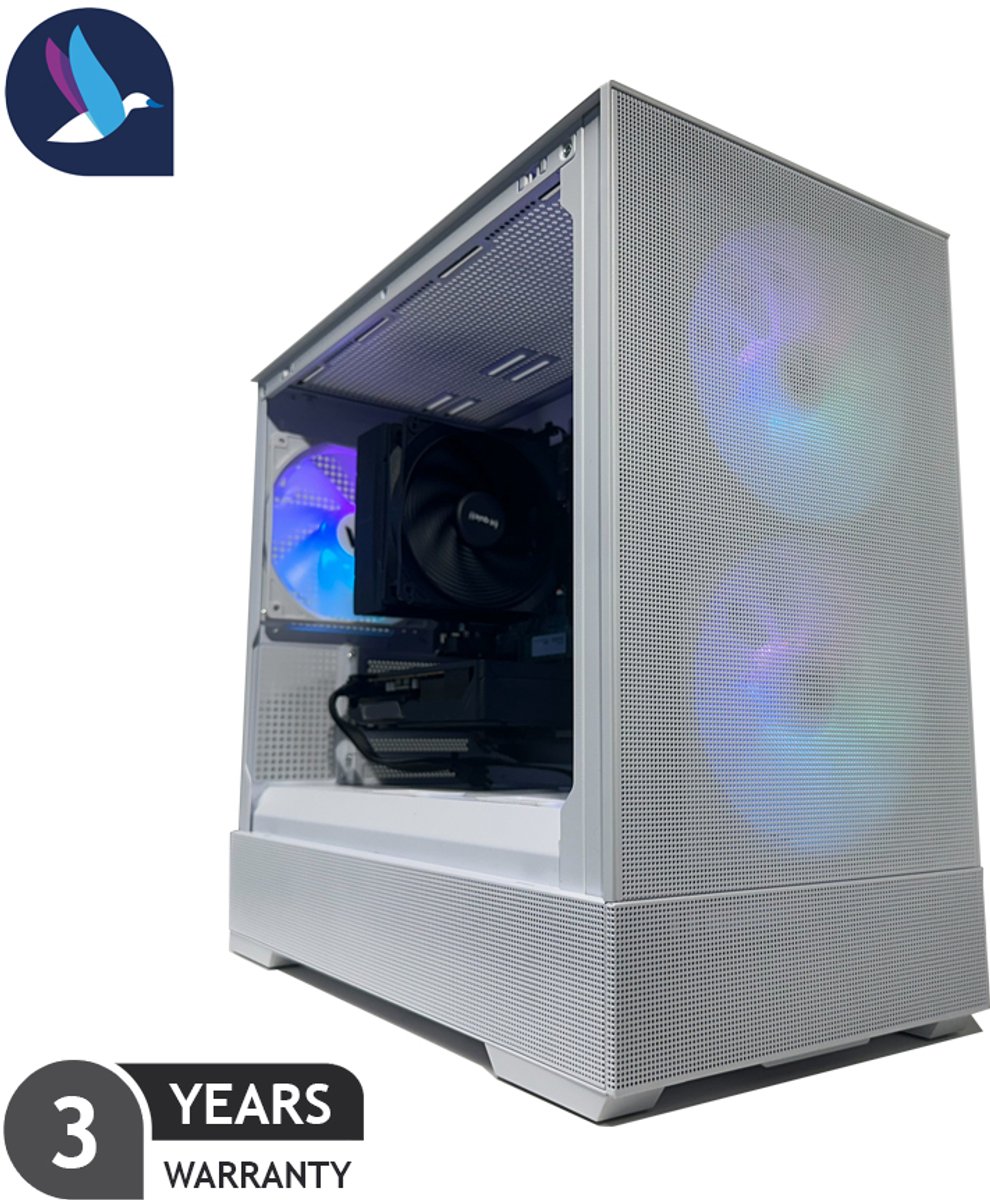 White Zalman Gaming PC - AMD Ryzen 5 7500F - Radeon RX 9070 XT - 32 GB RAM - 1 TB SSD