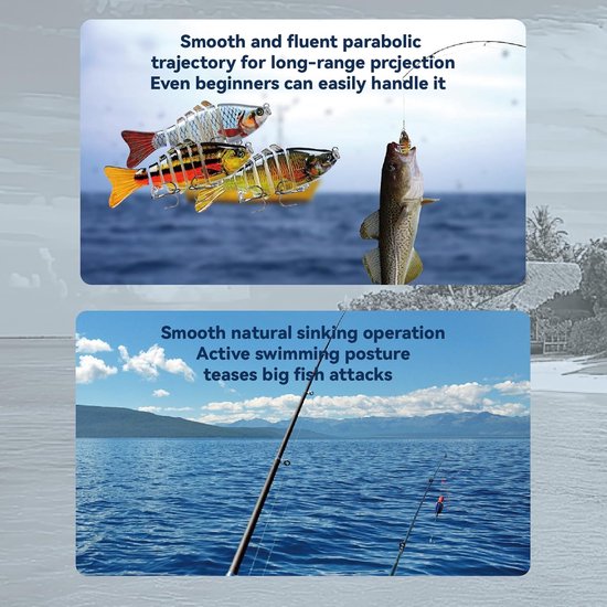 3 stuks Kunst Aas Set - Visaas - crankbait - pluggen met haak - Kunstaas - Rubberen vis - voor langzaam zinkend, glijdend en zwemmend, realistisch kunstaas, geschikt voor zout- en zoetwaterforel, zeebaars, snoek, snoekbaars, blauwe baars en zalm van Merkloos — afbeelding 5