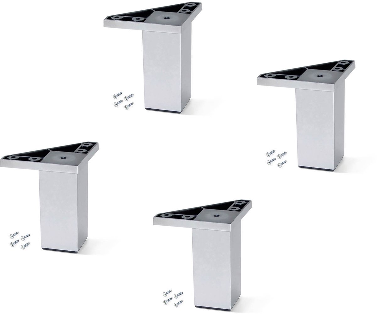 Emuca Lot van 4 Alumix 1 meubelpoten, hoogte 120mm, Plastic, Grijs metallic