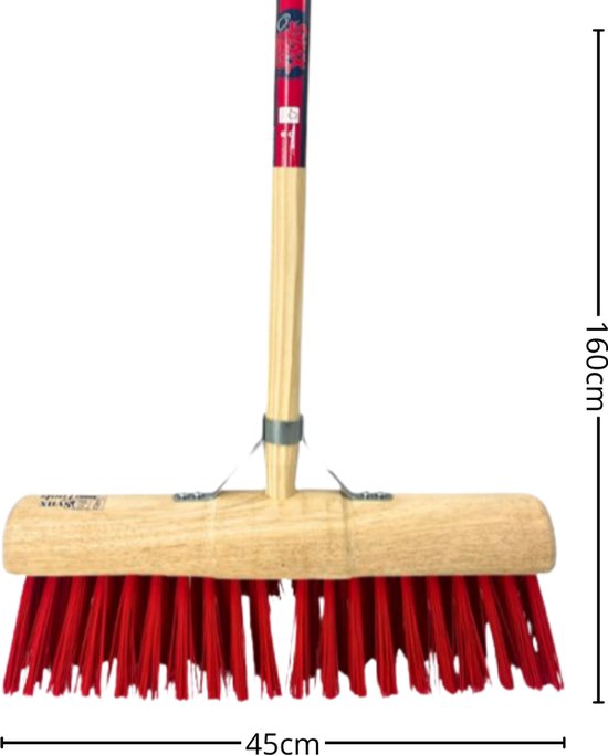 Synx Tools Prof Gemeente Bezem Nylon 45 cm - Wegenbouwbezem - Straatbezem - Stadsbezem - Harde natuurvezels - veger - Bezems buitenbezem - Tuinbezem - incl. Steel 150 cm van Synx Tools — afbeelding 3