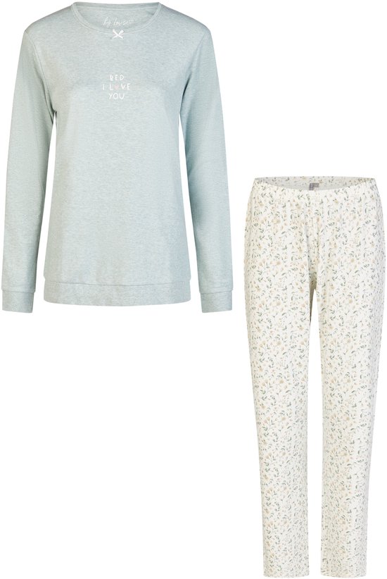 Pyjama Set Long Interlock By Louise Dames Vert/Blanc Floral - Taille XL