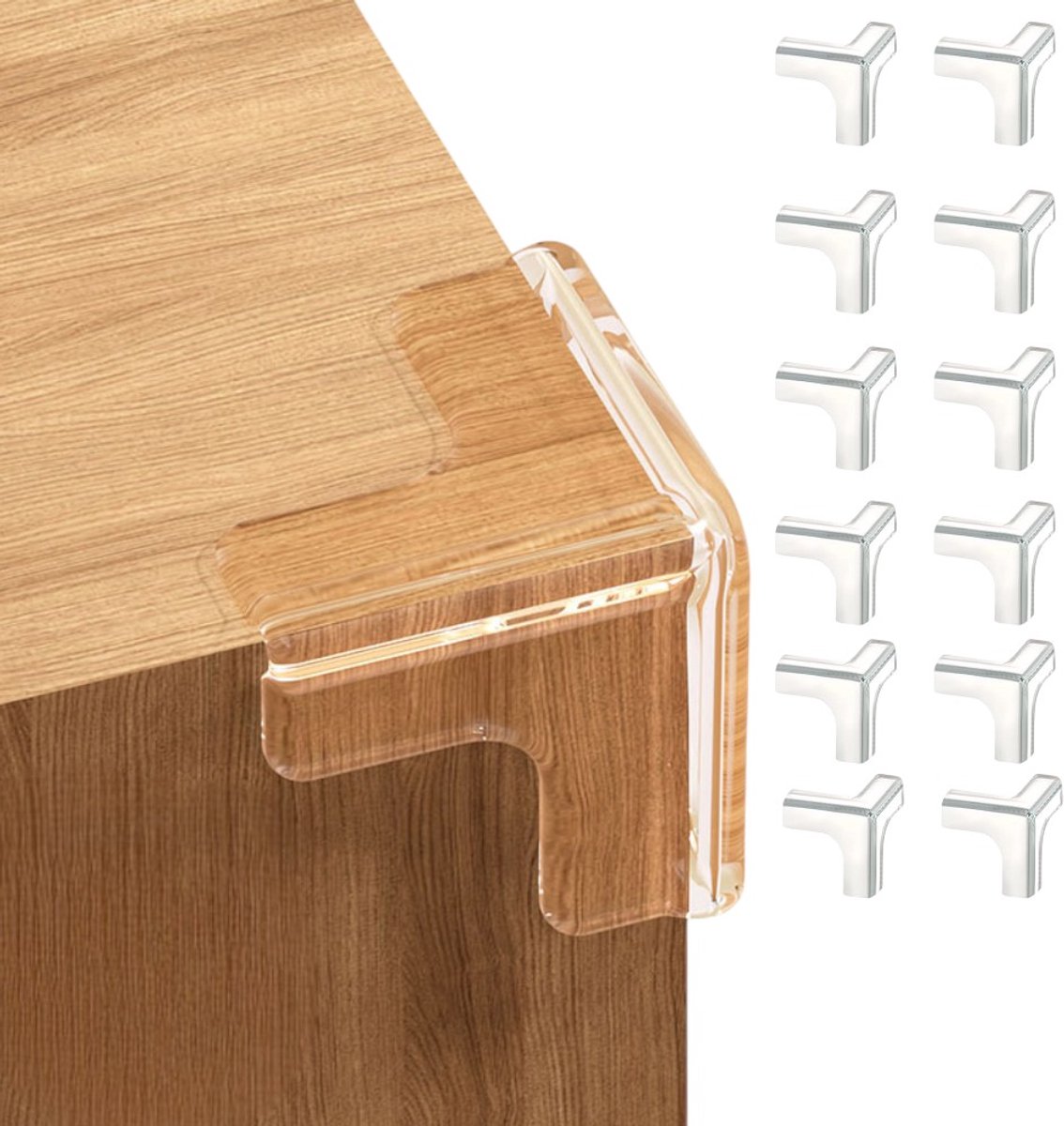 Hoekbeschermers Voor Baby – Transparante Beschermhoeken – Sterke Plakstrip – Voor Meubels en Tafels – Babyveilig Materiaal – 12 Stuks – Doorzichtig