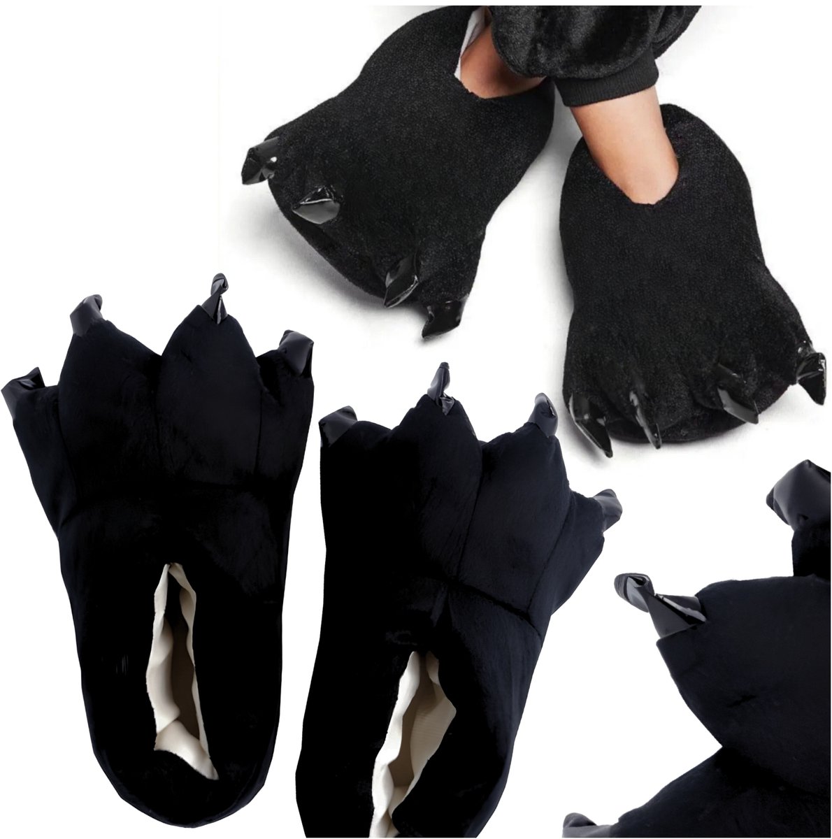 Onesies - Plusz Koudeweer Pantoffels - Zwart - Pluche - Antislip