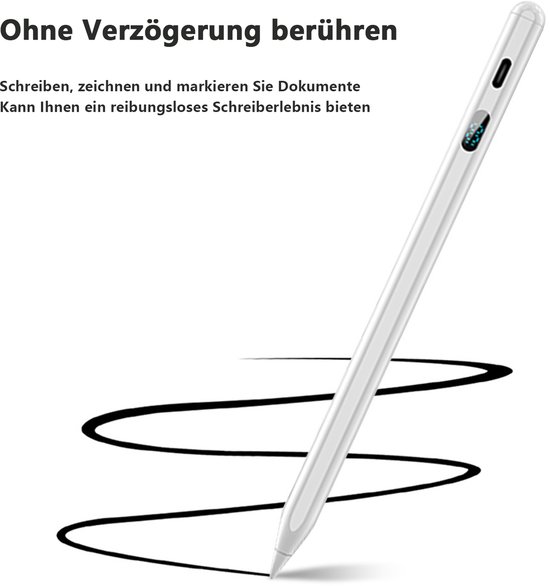 STILVORA Styluspennen - Touchscreen Pen Voor iPad En Android, Styluspen Met Palm Rejection, Vervangbare Tip, Oplaadbaar, Magnetische Beschermhoes - Aluminiumlegering, Wit — afbeelding 3