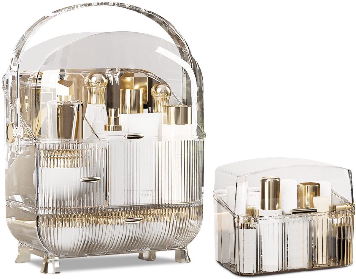 Unyqoos® Elegante Retro Make-uporganizer Met Stofdicht Deksel Voor Cosmeticaopslag