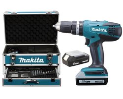 Makita HP457DWEX4 18V Klopboor- en Schroefmachine - 70-delige Accessoireset - Aluminium Opbergkoffer – Twee Lithium-Ion Accu’s – Snelspanboorhouder – Twee Versnellingsstanden – Uitgebreide Precisie Koppelinstellingen