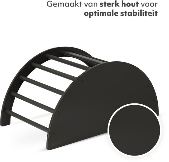 Deryan Houten Klimboog Inclusief Kussen - Klimbrug - Montessori Klimrek - Tekentafel - Kinderspeelgoed - Zwart van Merkloos — afbeelding 4