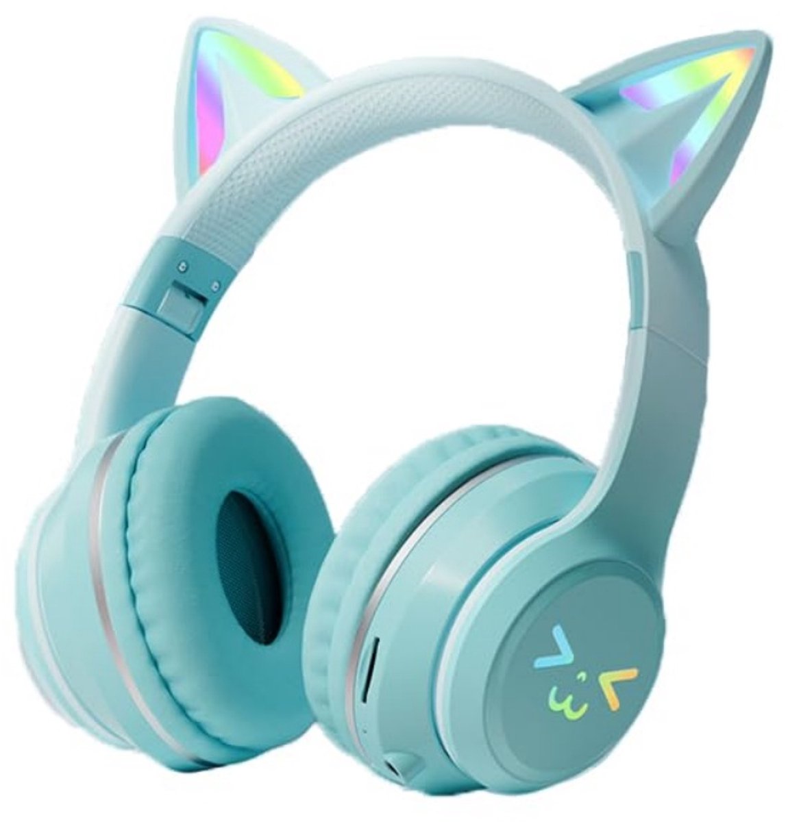 1 stuk - Draadloze Gaming Headset - Esports-headset - Over-ear - LED-verlichting - Draadloos Bluetooth + bedraad + kaartsleuf - Hoofdbandmodel - Compatibel met computers, mobiele telefoons en gaming - Kattenoorontwerp - groente