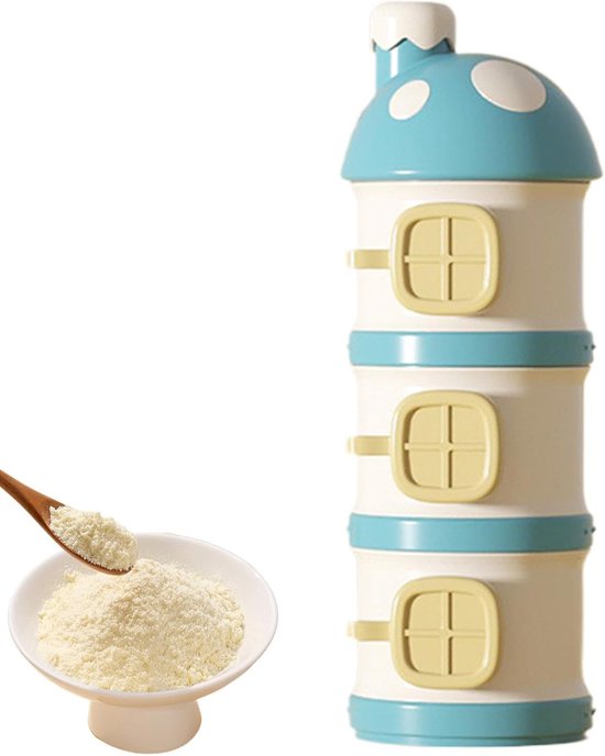 Baby Formula Travel Container, 3-laags melkpoeder dispenser, draagbare formulehouder, niet-morsen voedingsvoorziening, paddestoel opbergpotten voor snacks — afbeelding 5