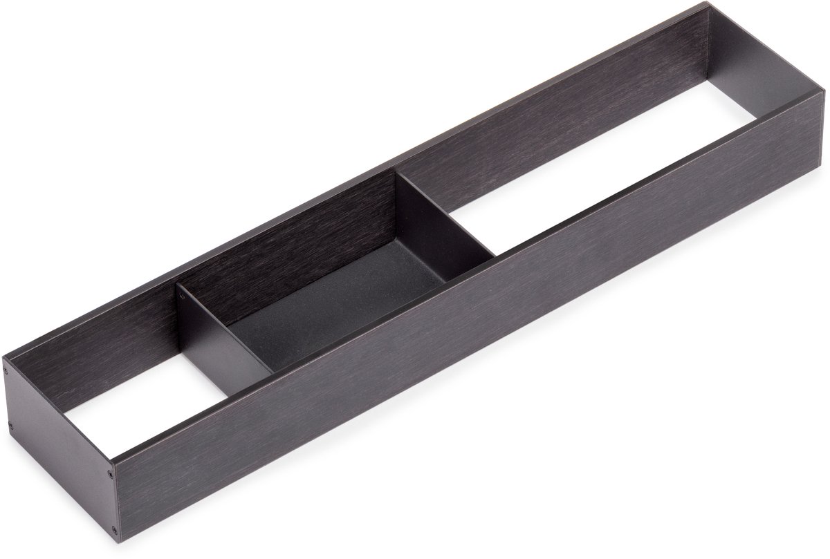 Emuca Orderbox Lade Organiser, 100x470mm, Staal en Hout, Antracietgrijs
