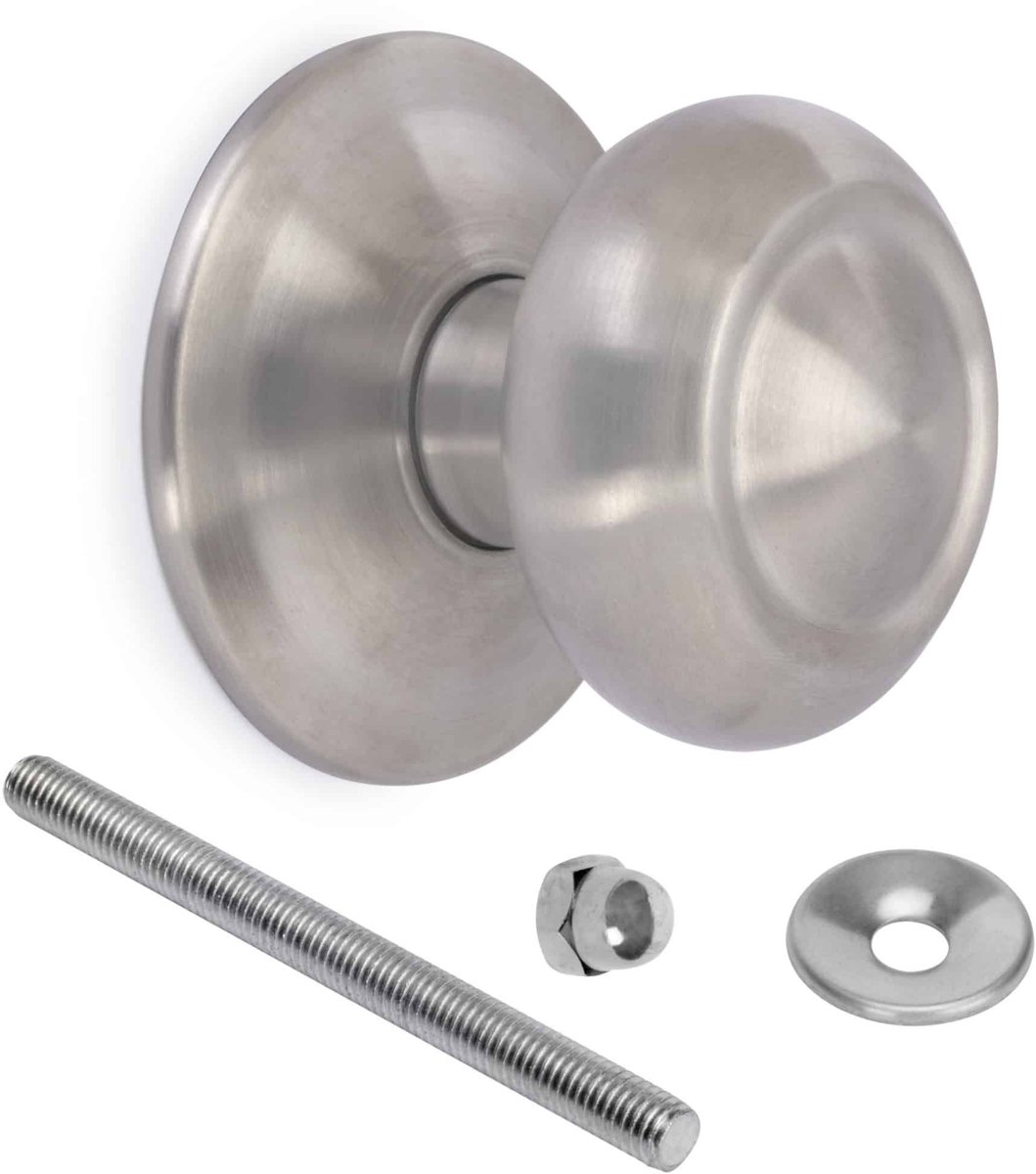Emuca Ronde knop voor buitendeuren, Bowler Fedora, Ø70mm handgreep voor voordeur, Roestvrij staal, S