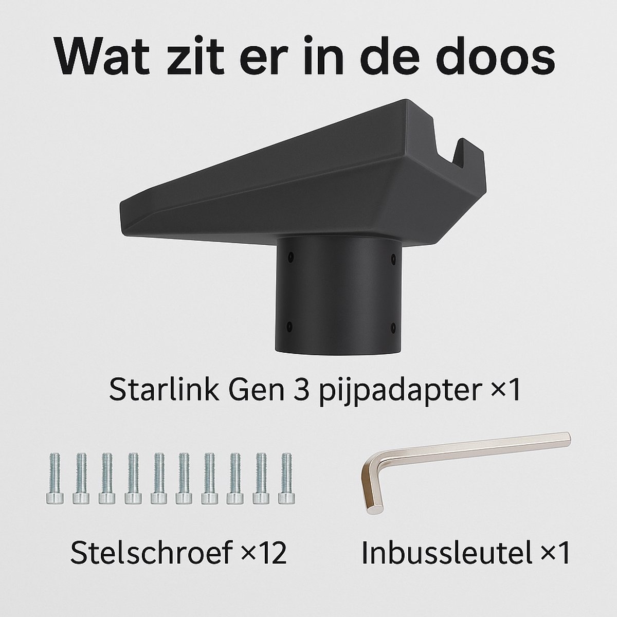 Universele Pijpadapter geschikt voor Starlink Gen 3 & Gen 4 – Paalmontage – Grijs