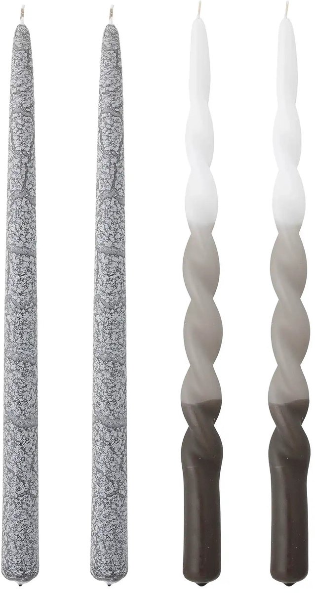 Kaarsen paraffine grijs Frost set - 4 stuks