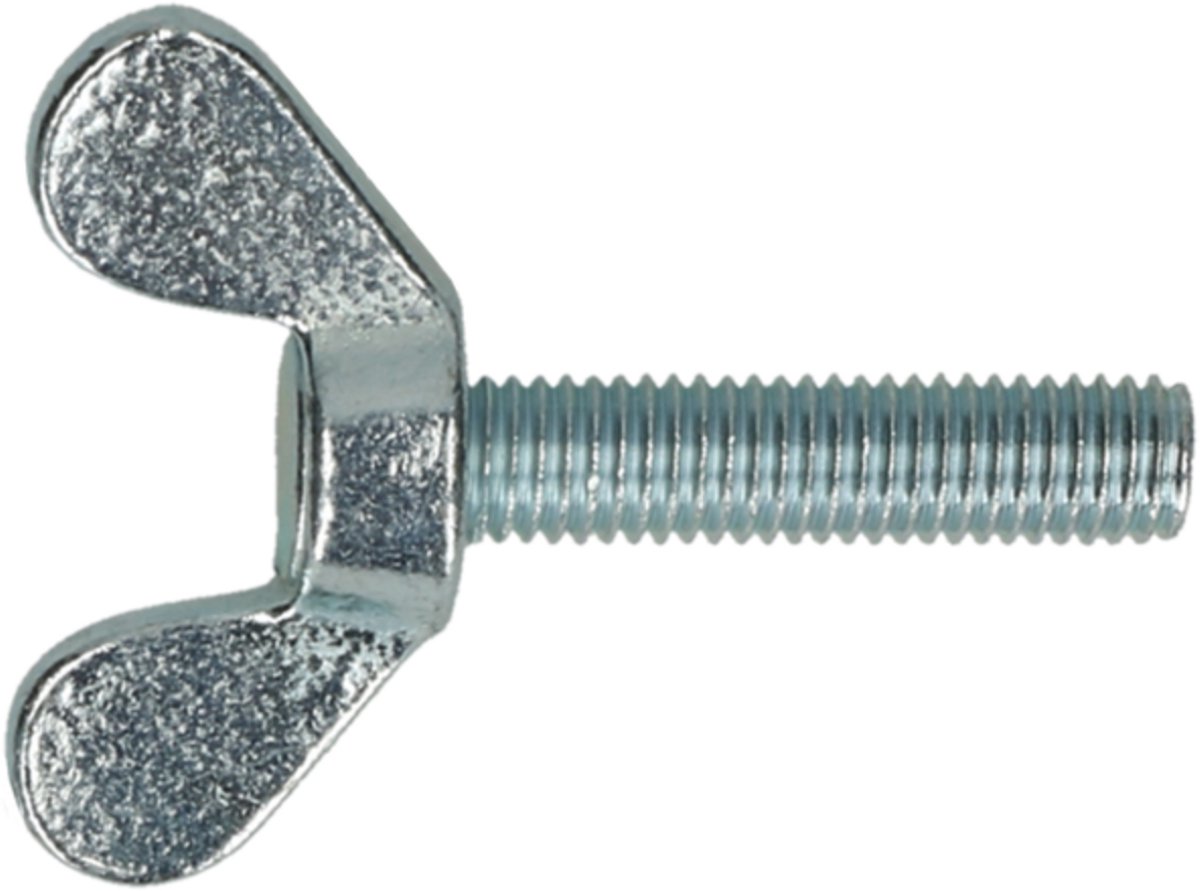 Vleugelschroef M4x20 6 stuks DIN 316, verzinkt staal blauw gepassiveerd - vleugelschroef M4x20, vleugelschroeven 6 stuks, DIN 316 vleugelschroef, verzinkt vleugelschroef, handdraaibare schroef M4, vleugelkop schroef M4x20