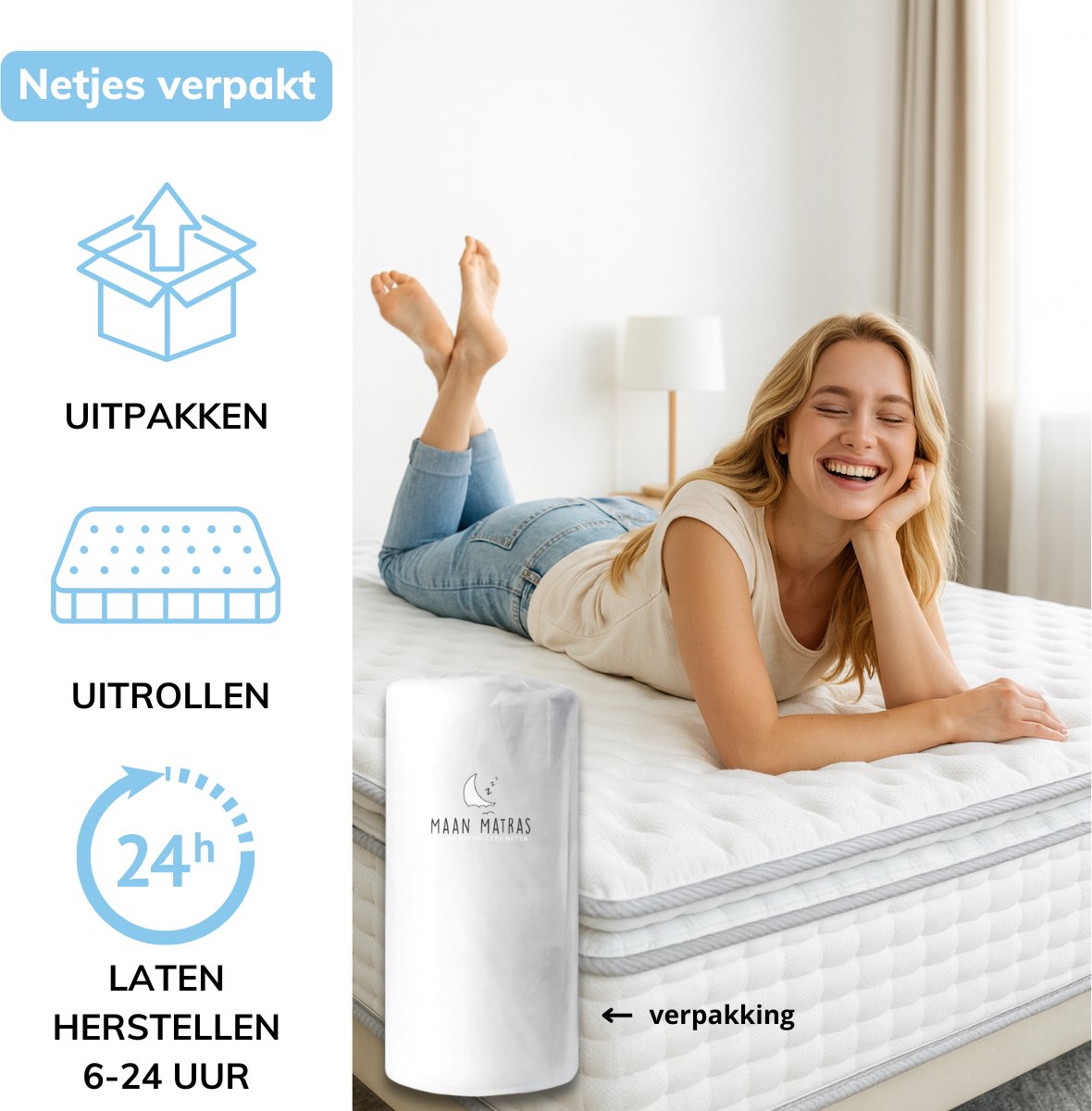 Maan matras Matras 140 x 200 cm - 2-IN-1 Matras & Topper thumbnail 4