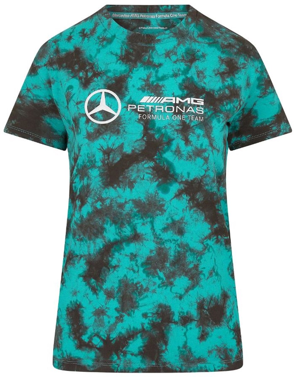 Dames T-shirt Mercedes Wmns Mapf1 Fw Tie Dye T-shirt Veelkleurig Groen - XL