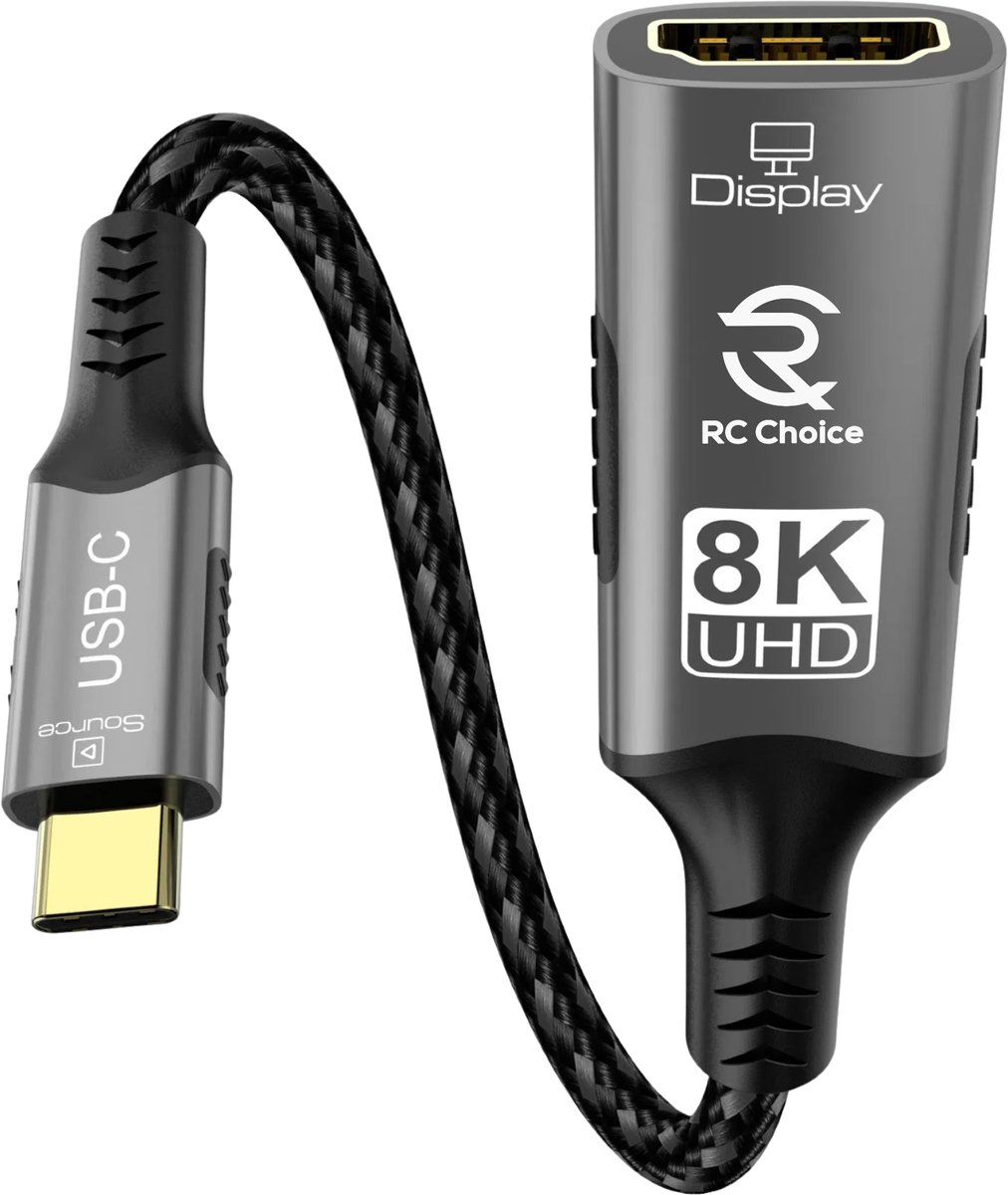 USB C naar HDMI Adapter Kabel - 8K 60Hz - Sterk en Flexibel Nylon