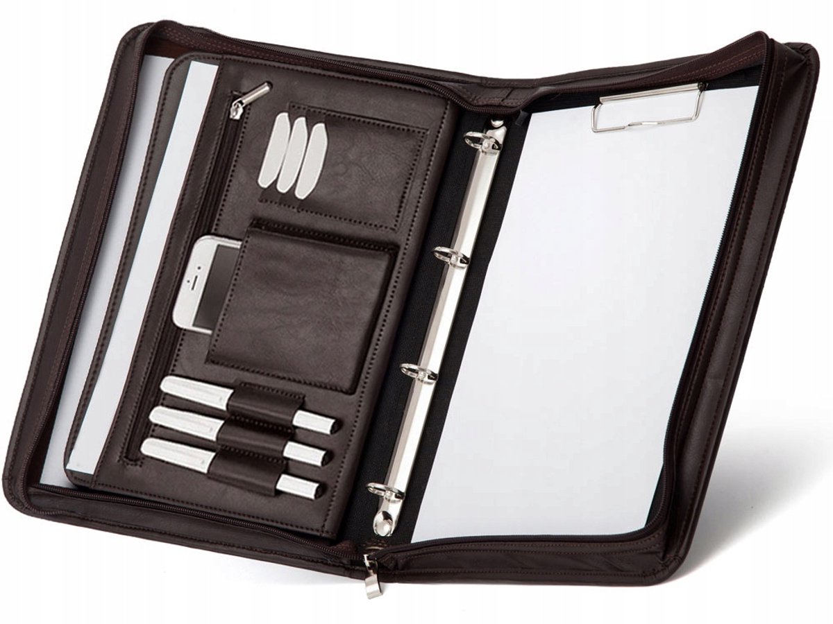Leren Aktetas Organizer A4 Bruin - Solome
