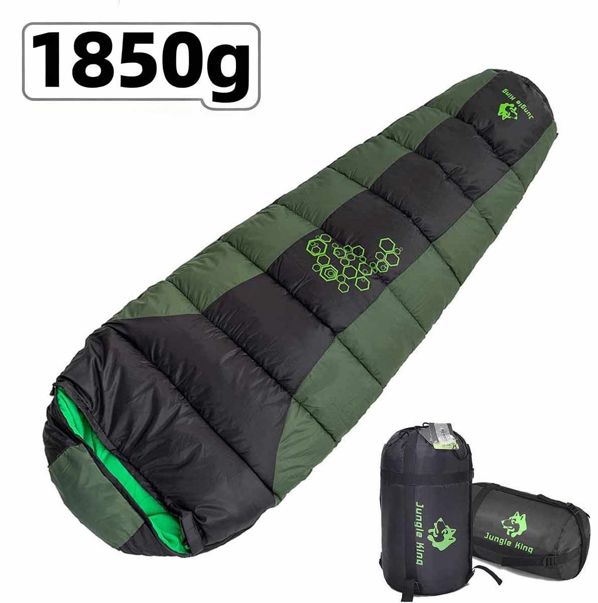 Meedeer 1850g Mummy Slaapzak-Professional Premium Winter Slaapzak–1850 G Vulling -Waterdichting–Draagbaar-Temperatuur comfort -5°C/-10°C-Voor Camping-Backpacken-Hiken-Festivals-Logeren-Buitenhuis–220x80cm-Voor kinderen en volwassenen(Groen)