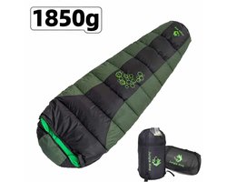 Meedeer 1850g Mummy Slaapzak-Professional Premium Winter Slaapzak–1850 G Vulling -Waterdichting–Draagbaar-Temperatuur comfort -5°C/-10°C-Voor Camping-Backpacken-Hiken-Festivals-Logeren-Buitenhuis–220x80cm-Voor kinderen en volwassenen(Groen)