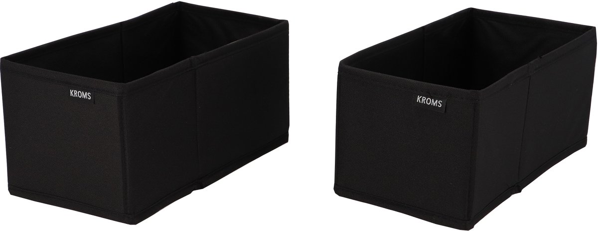 KROMS Lade organizer bakjes 28x14x13cm 2-delig - Zwart - Kleding opbergbox– Kleding organizer opbergsysteem – Lade organizer kledingkast & IKEA PAX – Kleding organizer opvouwbaar