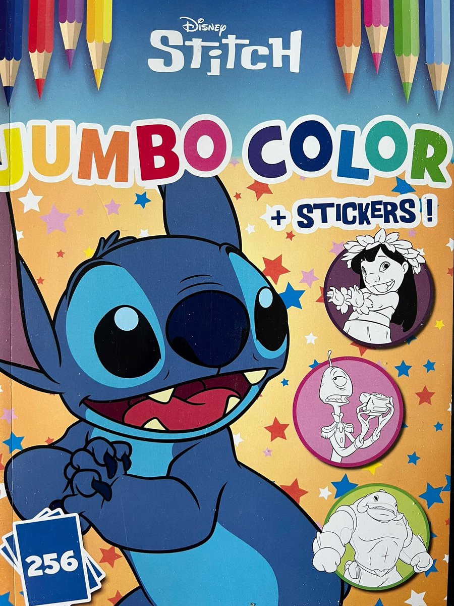 Kleurboek met stickers Jumbo Lilo & Stitch - kleuren voor kinderen Lilo en Stitch - 256 kleurplaten met 2 stickervel