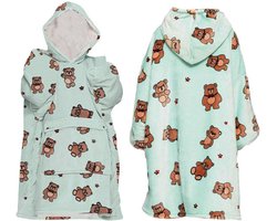 Hoodie Deken voor Kinderen - Fleece Deken met Mouwen - Fleece Hoodie - Plaid met Mouwen - Beer - One Size - KIDHUG