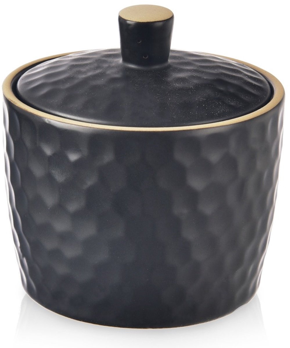 Orion Tea Time Serie - Keramische Suikerstrooier - Zwart - 320 ml - Met Deksel