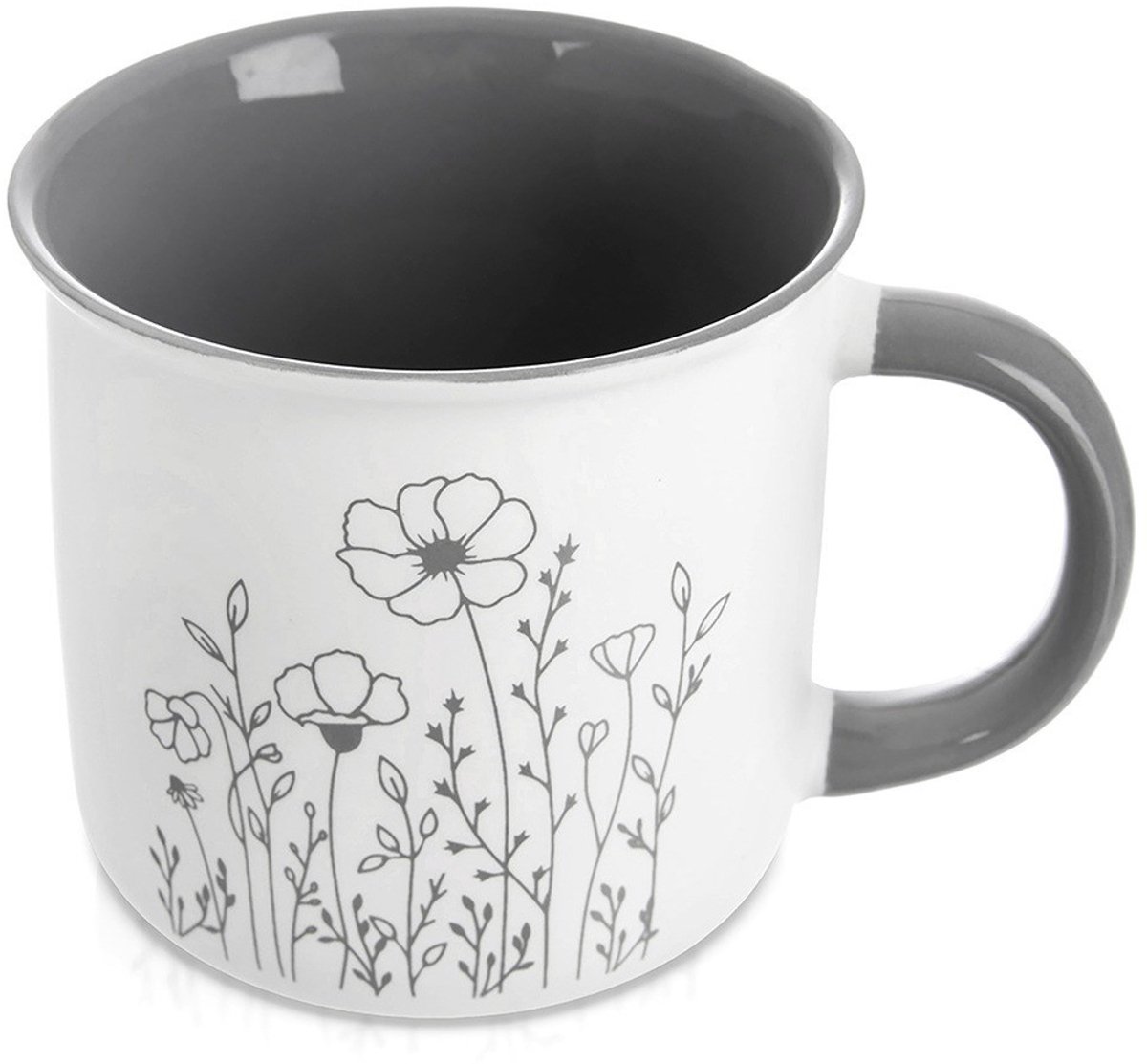 Orion Serie - Porseleinen Mok - 400ml - Bloemmotief - Vaatwasser- en Magnetronbestendig