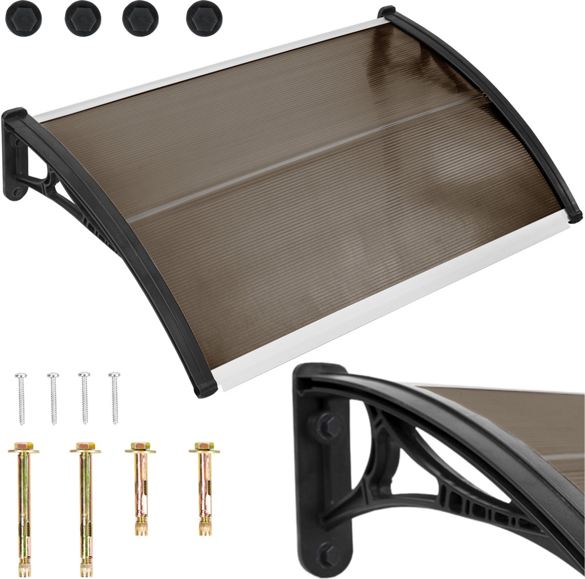 Becke - Overkapping - 100 × 60 cm - Bruin - Aluminium - Polycarbonaat