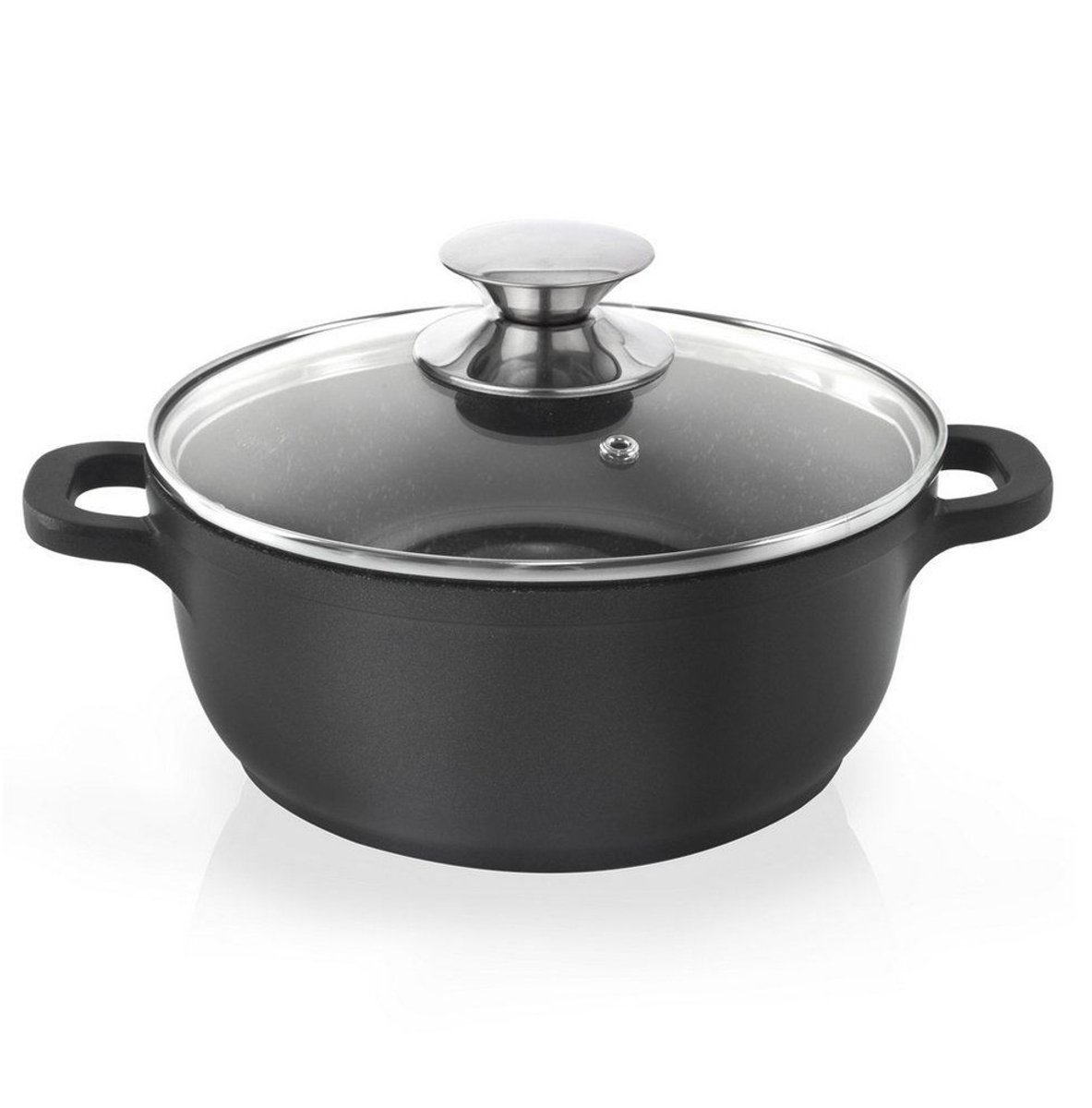 Orion Grande Serie - Granieten Pan Met Glazen Deksel - 20 cm - 2,3 l - Niet-klevend