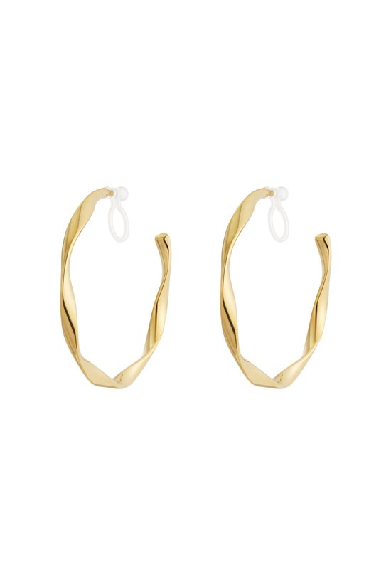 Boucles d'oreilles Twist Hoops Clip - Sans trous d'oreille - Acier inoxydable - Couleur or - Ne ternit pas - Cadeau - Aucun trou d'oreille nécessaire