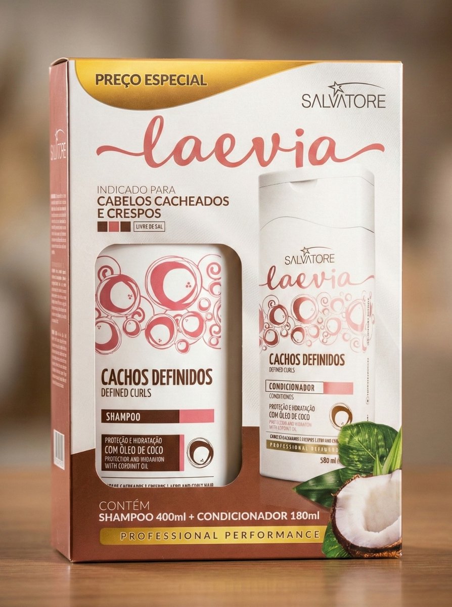 Salvatore Laevia Cachos Definidos ( Defined Curls) – Bescherming en Hydratatie voor Perfecte Krullen 400ml + CO 180ml