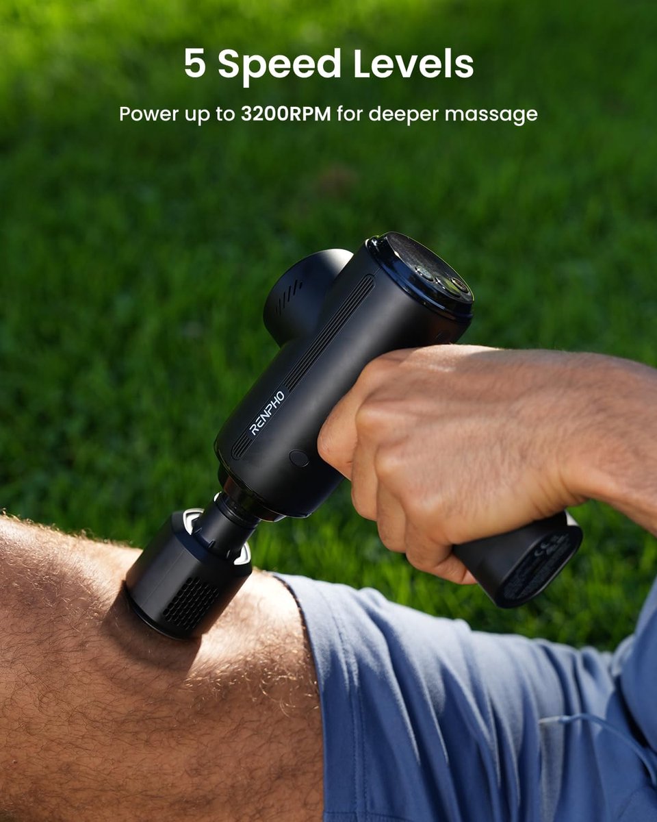 RENPHO Active Thermacool Massage Gun - Warmte- & Koudetherapie - Krachtige Percussie Massage - 5 Massagekoppen - Stil & Oplaadbaar - Spierherstel & Ontspanning — cadeau in Sport & Outdoor - foto 5