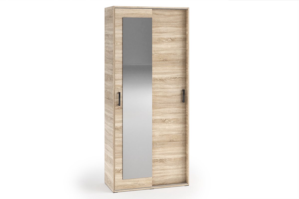 Kledingkast Vanessa I 90 cm Garderobe Kast Spiegel Slaapkamer Jeugdkamer (sonoma)