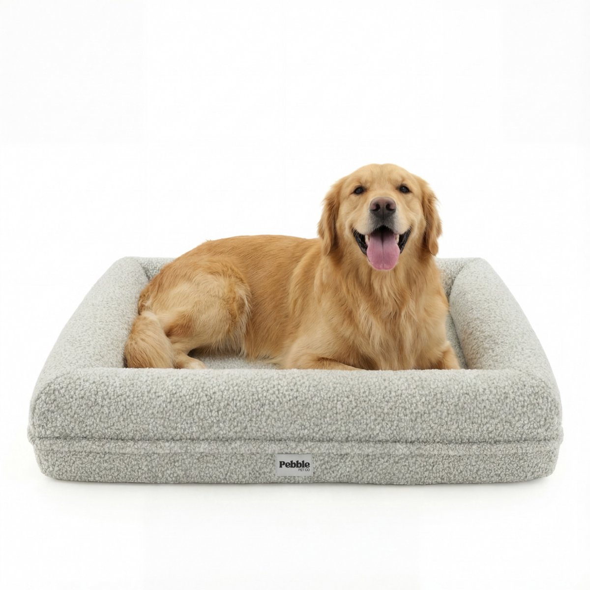 Pebble Orthopedische Hondenmand 88x63 cm Creme Grijs - Teddy Hondenbed - Hondenkussen - Voor Middelgrote Honden